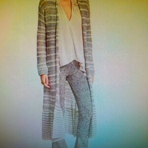 Free People Gray Striped Long Cardigan LIKE NEW w/measurements